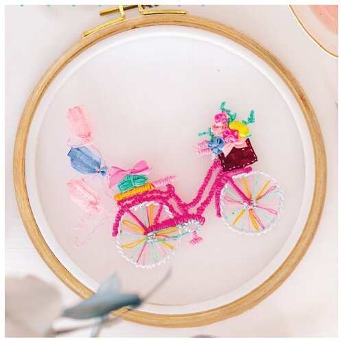 фото Вышивка на пяльцах «розовый велосипед». набор для творчества школа талантов