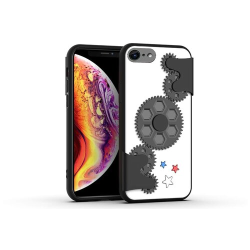 фото Чехол силиконовый для iphone se 2020 / 7 / 8 spinner series (антистресс) белый с черным grand price