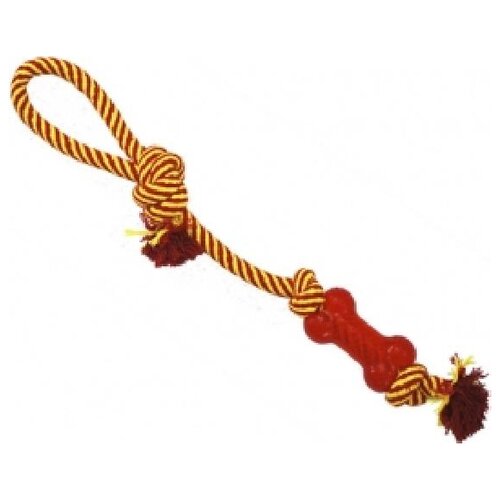 фото №1 гр 867 игрушка для собак грейфер веревка плетеная с косточкой и ручкой 46см (2 шт) n1