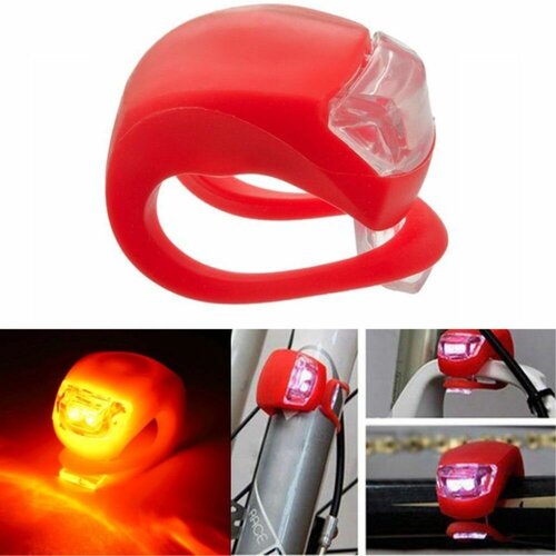 фото Универсальный фонарь для безопасности с креплением на велосипед/самокат/коляску и пр. - красный grand price
