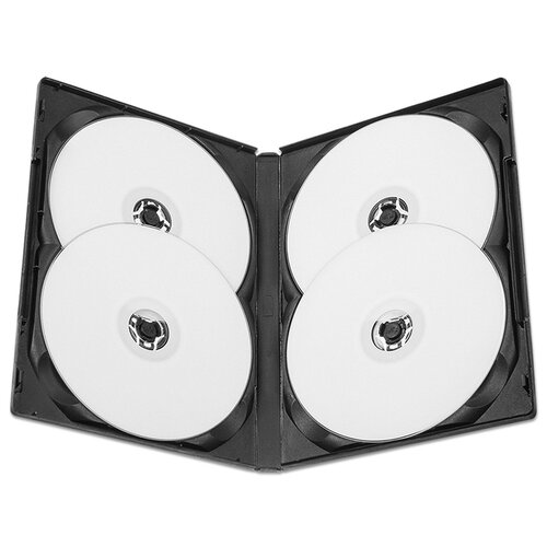 фото Коробка dvd box для 4 дисков, 14мм черная без вставки, упаковка 10 штук. ricon