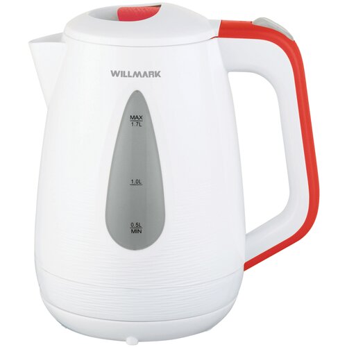 фото Чайник willmark wek-1807p, белый/красный