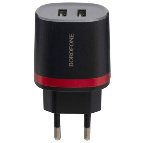 фото Сетевое зарядное устройство 2xusb borofone ba7a flashplug - черное