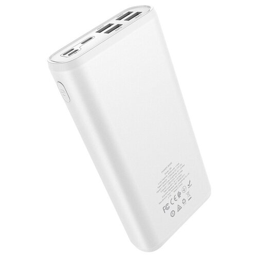 фото Аккумулятор внешний hoco j60 snowflake, 30000 mah, индикатор, 4 usb выхода, type-c, micro usb, apple 8 pin, лампа, цвет белый