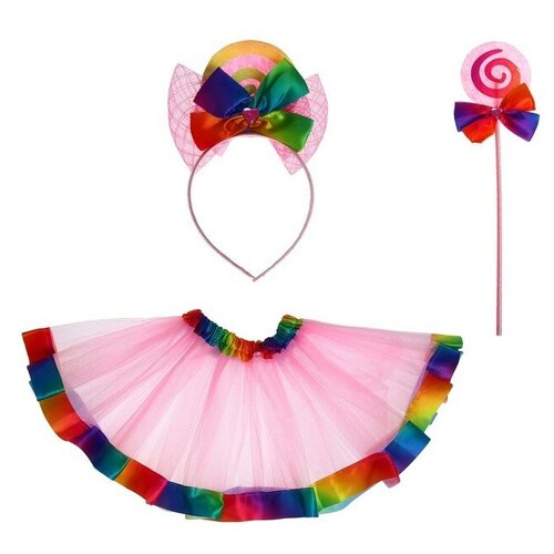 фото Карнавальный набор «конфетка», 3 предмета: ободок, жезл, юбка двухслойная, 3-5 лет mikimarket