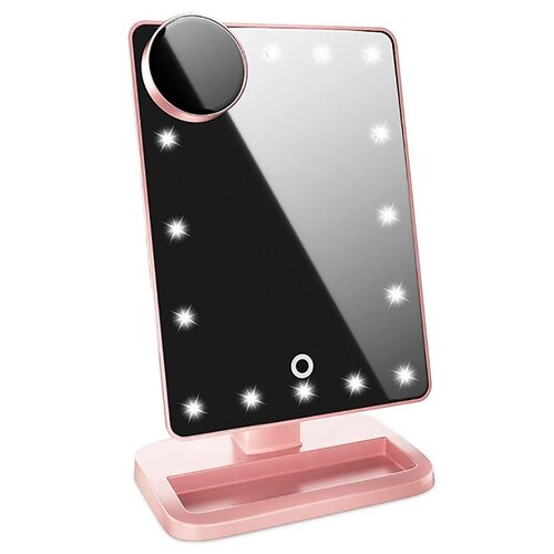 фото Зеркало с подсветкой и колонкой, розовое, 30х11х18 см, venusshape vs-btmir-03