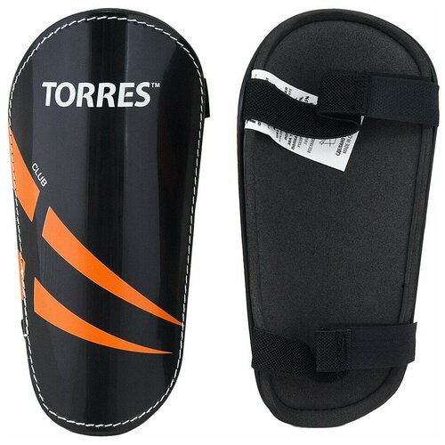 фото Щитки футбольные torres club, р.xs (fs1607xs), черный-оранжевый-белый