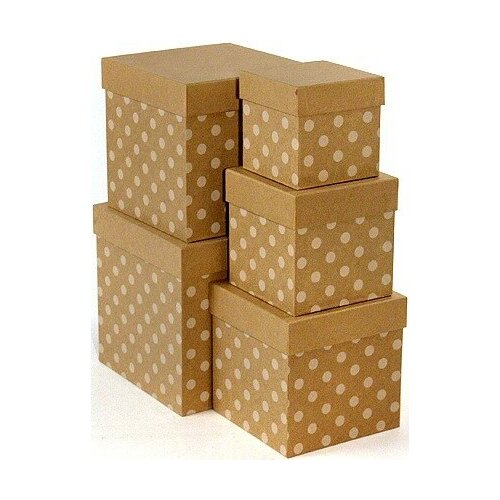 фото Набор коробок куб, белые точки, крафт, 17*17*17 см, 5 шт. дон баллон