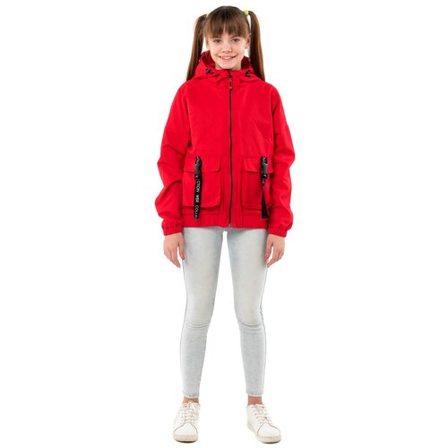 фото Бомбер wbr, демисезон/зима, карманы, капюшон, размер 146, красный
