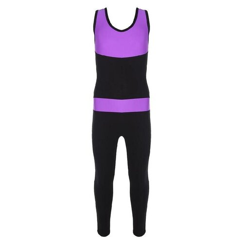 фото Grace dance комбинезон гимнастический со вставками (gd2002), цвет чёрный/фиолетовый, размер 30