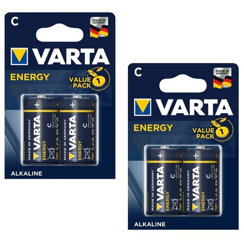 Батарейка Varta ENERGY LR14 C BL4 Alkaline 1.5V (4114) 04114-2-n аккумулятор aaa varta 800mah bl4 ready2use longlife 4 штуки 56703 101 404 414