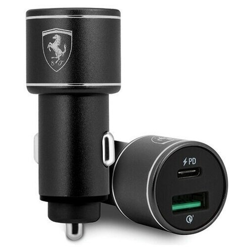 фото Автомобильное зарядное устройство cg mobile ferrari dual port 36w usb-c pd18 + usb qc3.0 18w, цвет черный (feoccalbk)