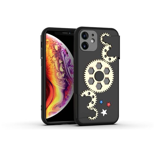 фото Чехол силиконовый для iphone 11 6.1" spinner series (антистресс) черный с золотом grand price