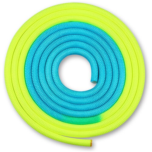 фото Скакалка для художественной гимнастики утяжеленная двухцветная indigo 165 г in040 желто-голубой 3 м