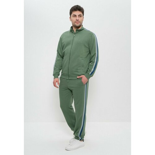 фото Костюм cleo, олимпийка и брюки, силуэт полуприлегающий, карманы, размер 50, зеленый