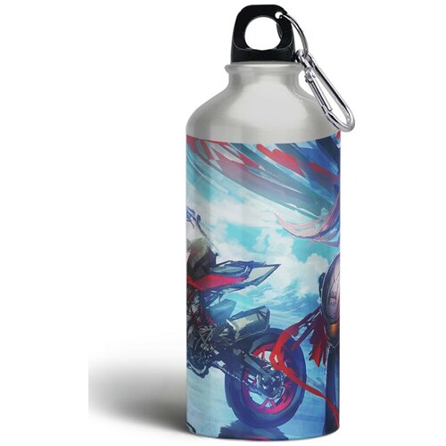 фото Бутылка спортивная,туристическая фляга, 500мл с карабином аниме мотоциклы - 363 brutbottle