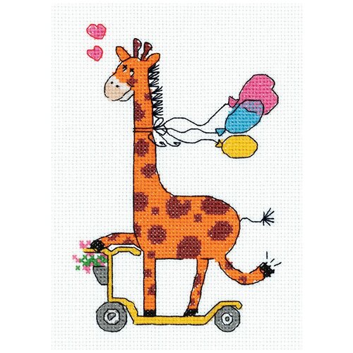 фото Klart набор для вышивания жираф на самокате 12.5 х 16.5 см (8-333)