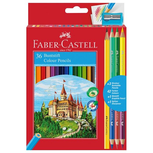 фото Faber-castell карандаши цветные 36 цветов + 3 + 1 чернографитный с точилкой (110336)