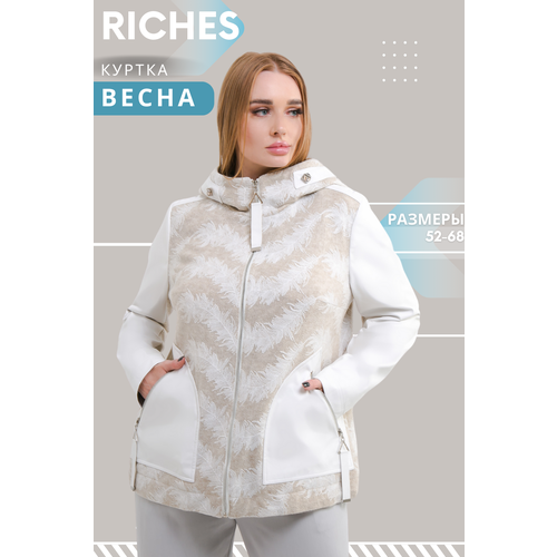 фото Кожаная куртка riches, размер 60, белый