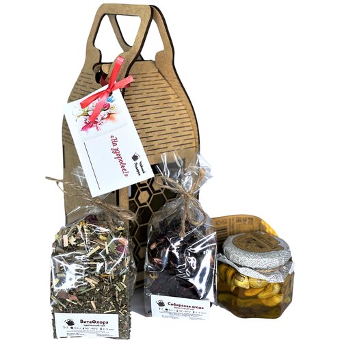 фото Подарочный набор чая "на здоровье"/фруктовый чай /цветочный чай/ орехи в меду чайный подарок