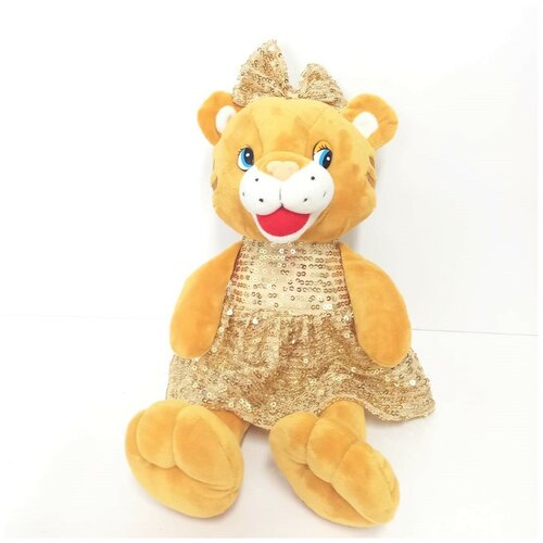 фото Мягкая игрушка тигрёнок в платье 30 см китай
