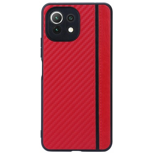 фото Чехол накладка для xiaomi mi 11 lite (сяоми ксяоми ми 11 лайт), g- case carbon, красная g-case
