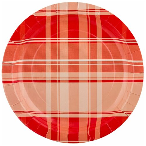 фото Товары для праздника "boomzee" тарелки бумажные "круглые" trl-02 № 09- крупная красно-белая клетка, d23 см, упаковка 36 шт.