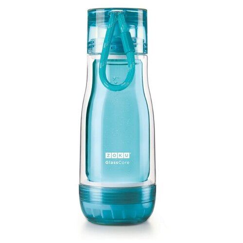 фото Бутылка для воды, для безалкогольных напитков zoku zk129 325 мл стекло, силикон, металл, пластик голубой