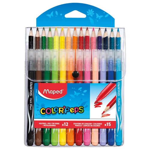 фото Набор для рисования maped "color'peps" 12 фломастеров+15 карандашей, пласт. футляр