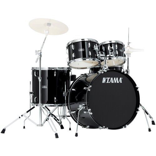 фото Tama sg52kh4-bk stagestar ударная установка из 5-ти барабанов (цвет - black) со стойками (бочка 16х22, томы 7x10, 8х12 напольный 15х16, малый 5,5х14) со стойкой для малого барабана, стойкой для хай-хэта, стойкой под тарелку, педалью для бас-бочки