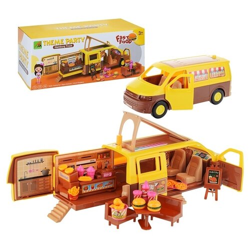 фото Игровой набор oubaoloon "автомобиль-кафе", с мебелью и аксессуарами для кафе, в коробке (930-3)