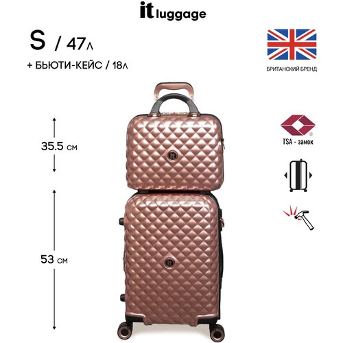 фото Комплект чемоданов it luggage, 47 л, размер s+, розовый