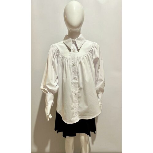 фото Рубашка , оверсайз, длинный рукав, манжеты, размер 40, белый кыргызстан