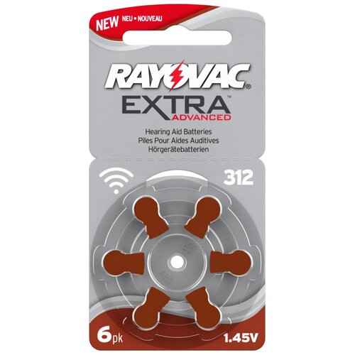 Батарейка Rayovac Extra ZA312 BL6 Zinc Air 1.45V, 6 шт в упаковке.