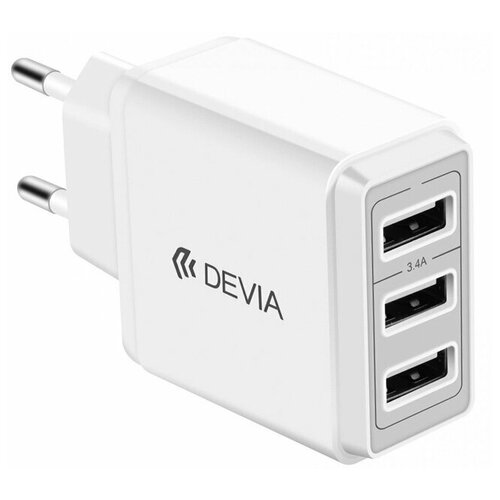 фото Зарядное устройство devia smart charger 3x usb 17w, белое