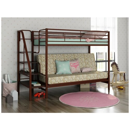 фото Двухъярусная кровать с диваном мадлен-3 коричневая формула мебели фабрика "формула мебели"