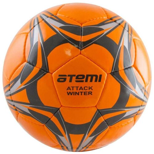 фото Мяч футбольный atemi attack-bullet winter, pu, оранжевый, р.5, окруж 68-70