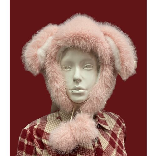 фото Шапка ушанка зимняя, с помпоном, подкладка, утепленная, размер 54/60, розовый китай