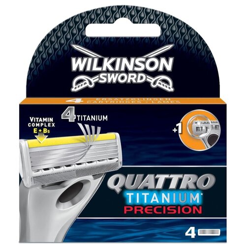 Фото - Сменные кассеты Wilkinson Sword Quattro Titanium Precision, 4 шт. wilkinson sword quattro titanium sensitive сменные кассеты для бритвы 8 шт