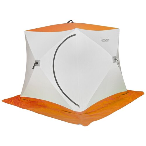 фото Палатка кедр куб-2 трехслойная белый/оранжевый