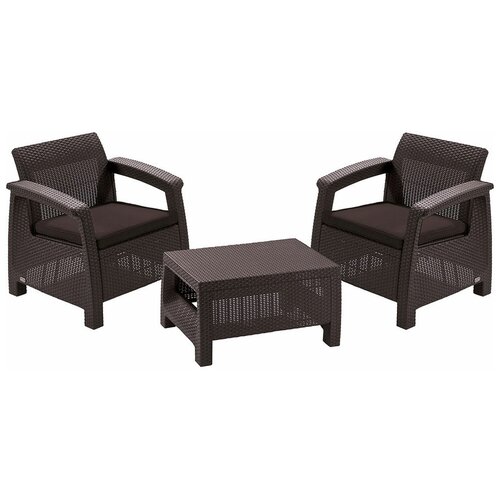 фото Комплект мебели keter corfu weekend (стол, 2 кресла), коричневый