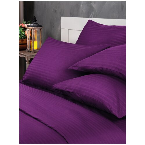 фото Комплект постельного белья verossa stripe 1,5сп "violet", наволочки 50х70, пододеяльник 148х215, ткань страйп-сатин, 100% хлопок