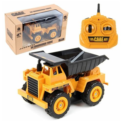 фото Игрушка yako toys грузовик "стройка" на пульте управления, жёлтый, самосвал, машина на радиоуправлении, радиоуправляемая, игрушечная, детская, 1:32