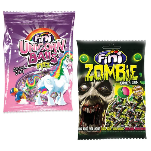 фото Карамель леденцовая кислая fini набор unicorn balls + zombie (2 вида по 80 гр)