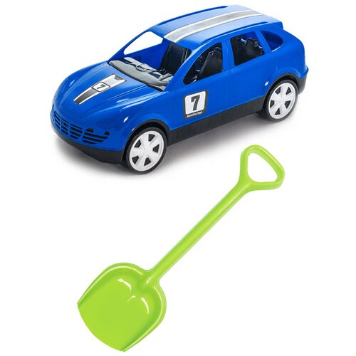 фото Детский игровой набор для песочницы: детский автомобиль кроссовер + лопатка 50 см. салатовая, каролина тойз karolina toys