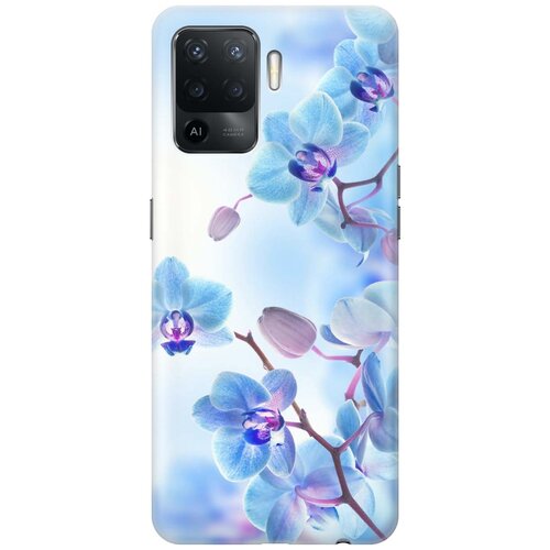 фото Ультратонкий силиконовый чехол-накладка для oppo reno5 lite с принтом "голубые орхидеи" gosso