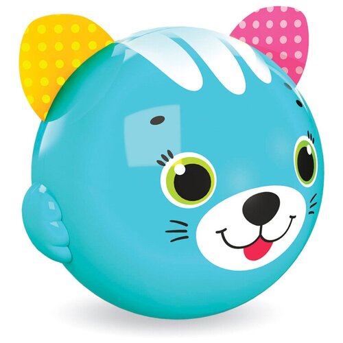 фото Интерактивная развивающая игрушка азбукварик музыкальный мячик смешинка котик, голубой