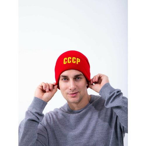 фото Шапка бини шапка мужская универсальная демисезон, зима, размер 54-62, красный нет бренда