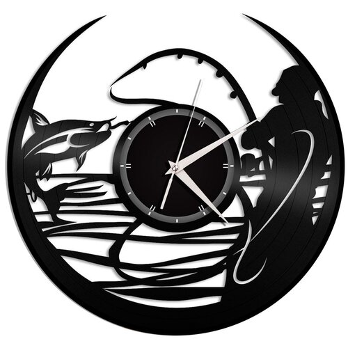 фото Настенные часы из виниловой пластинки "рыбалка" vinyllab