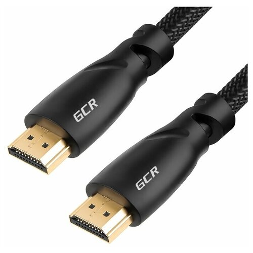 фото Кабель 0.3м hdmi 2.0 для подключения smart tv пк монитора игровых и тв приставок fullhd 4k тройное экранирование шнур hdmi tv приставка gcr gold черный нейлон